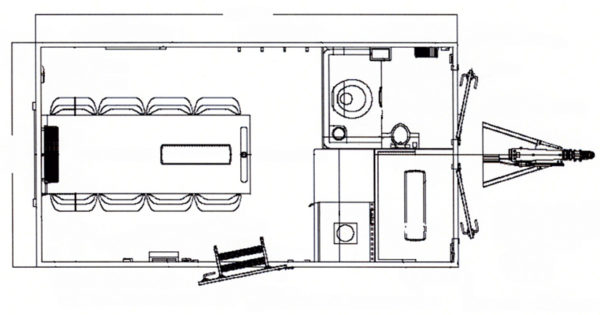 lettvogn med 6-8 sitteplasser, toalett og verktøyrom